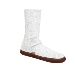 Acorn Slippers Brown Leather Rag Wool Sock Tall Slipper‎ Shoes Womens 6.5 7.5